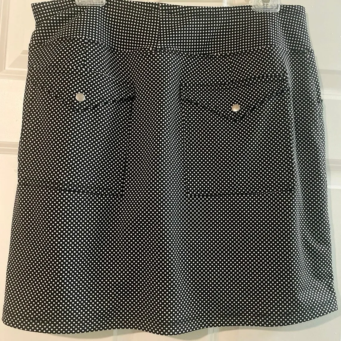 Vtg JoyFit Black White Polka Dots Golf Skort Magenta Spandex Shorts Size Large - Image 3