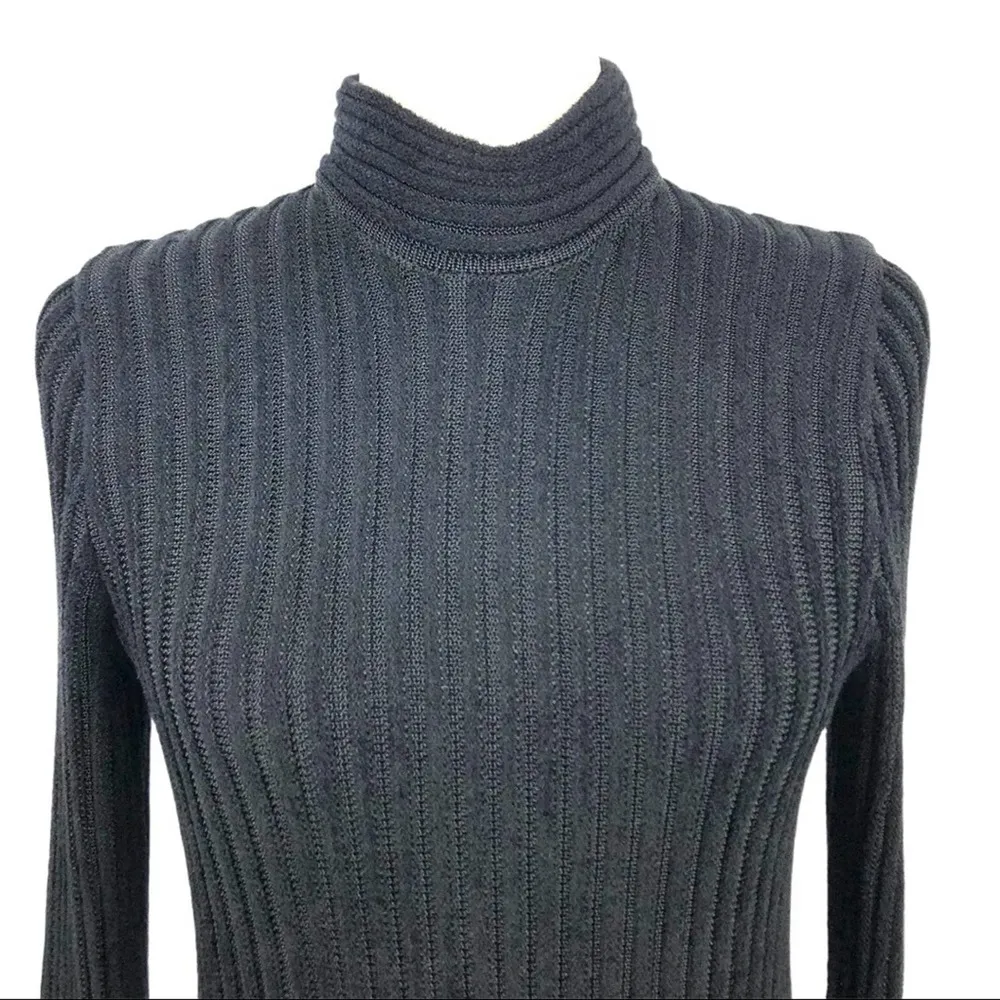 L'AGENCE Edita Ribbed Turtleneck Long Sleeve Dress In Black Size Small - Image 13