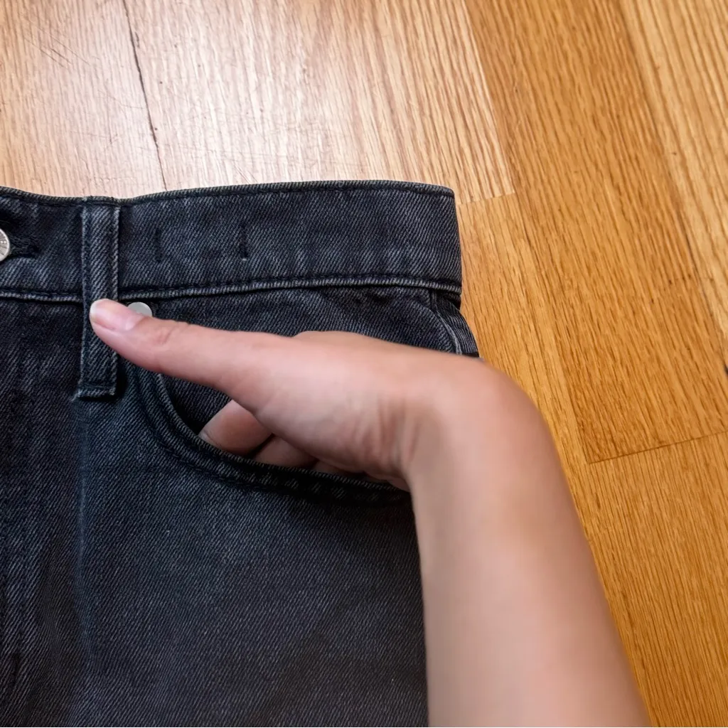 Madewell Rigid Denim A-Line Skirt Charcoal Gray 26 EUC Goth Grunge Witchy Frayed - Image 10