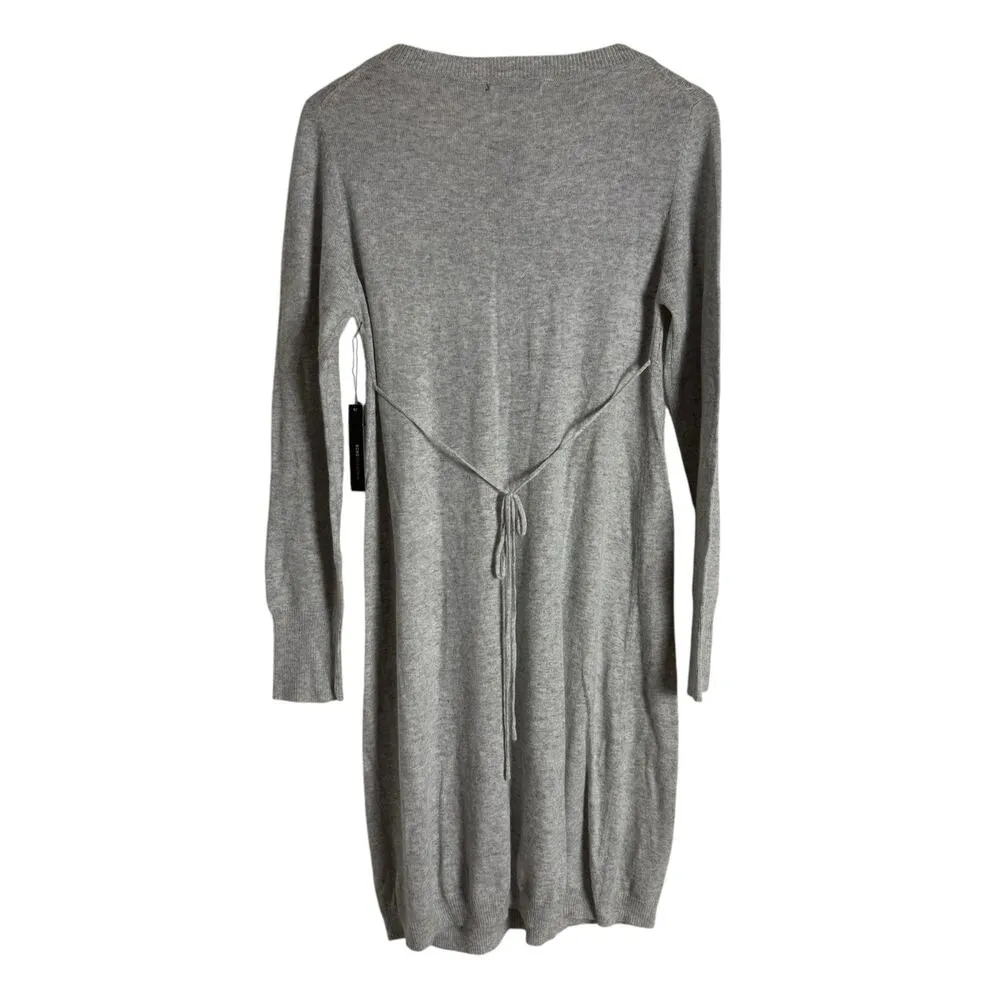 BCBGMaxAzria Gray Angora Wool Pointelle Long Sleeve Sweater Dress Size Large - Image 6