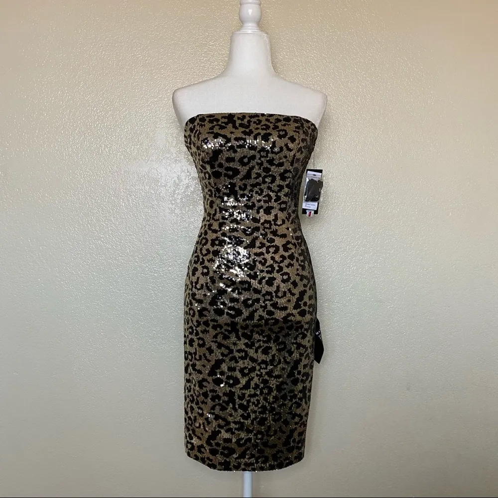 Guess by Marciano Gold/Black Leopard Lust Dress S - Image 3
