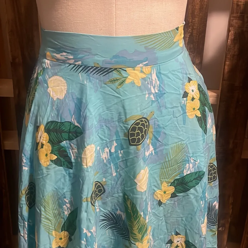 Modcloth Collectif skirt woman’s Meg tropical Turtle Sea Print swing Skirt New 4 - Image 8