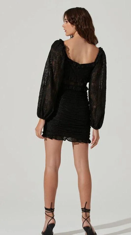 ASTR the Label NWT Chrisley Lace Long Sleeve Mini Dress in Black Size M Size M - Image 4