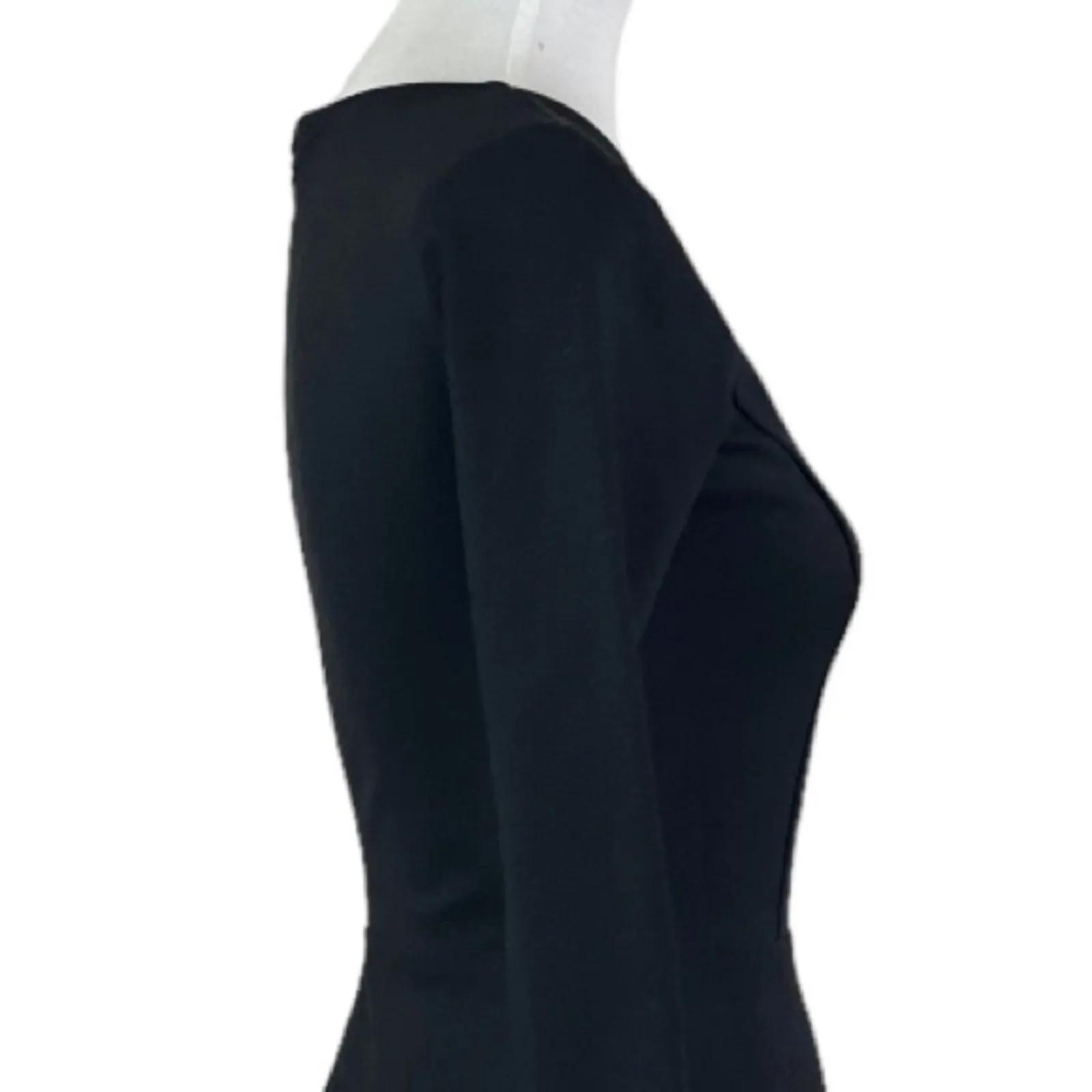 Lulus Fit Flare Bodycon Black Dress Scalloped Edge 3/4 Sleeves Women’s Small - Image 8