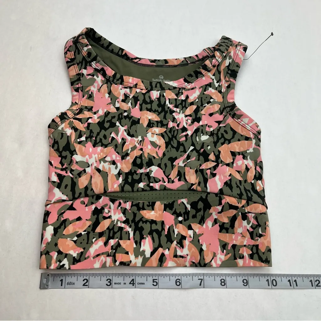 Sweaty Betty Women's Sports Bra‎ Floral Pink Green Racer Back Size XXS Athletic - Image 4
