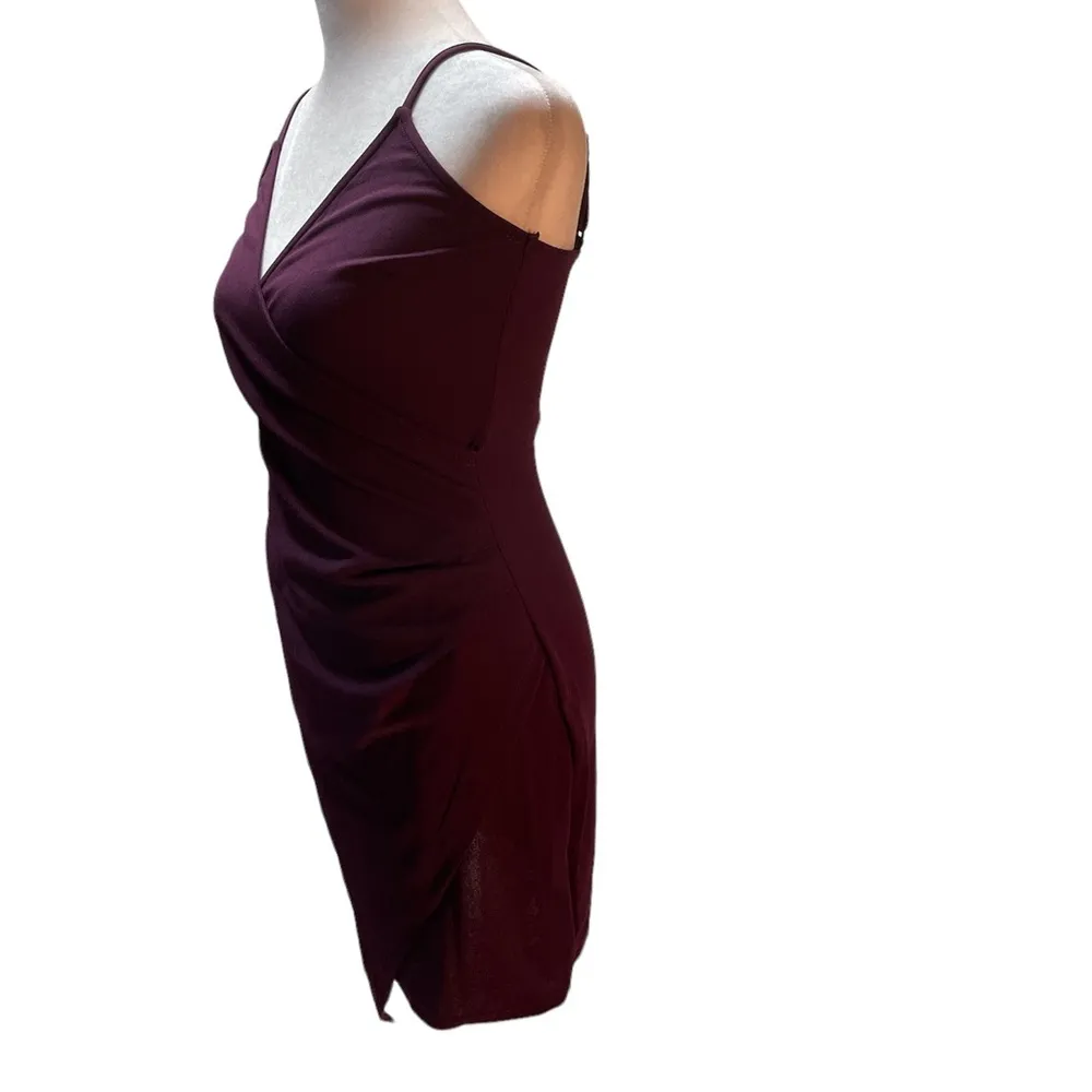NWT Verdusa Plum Adjustable Spaghetti Strap Ruched Side Asymmetrical Dress Small Purple - Image 2
