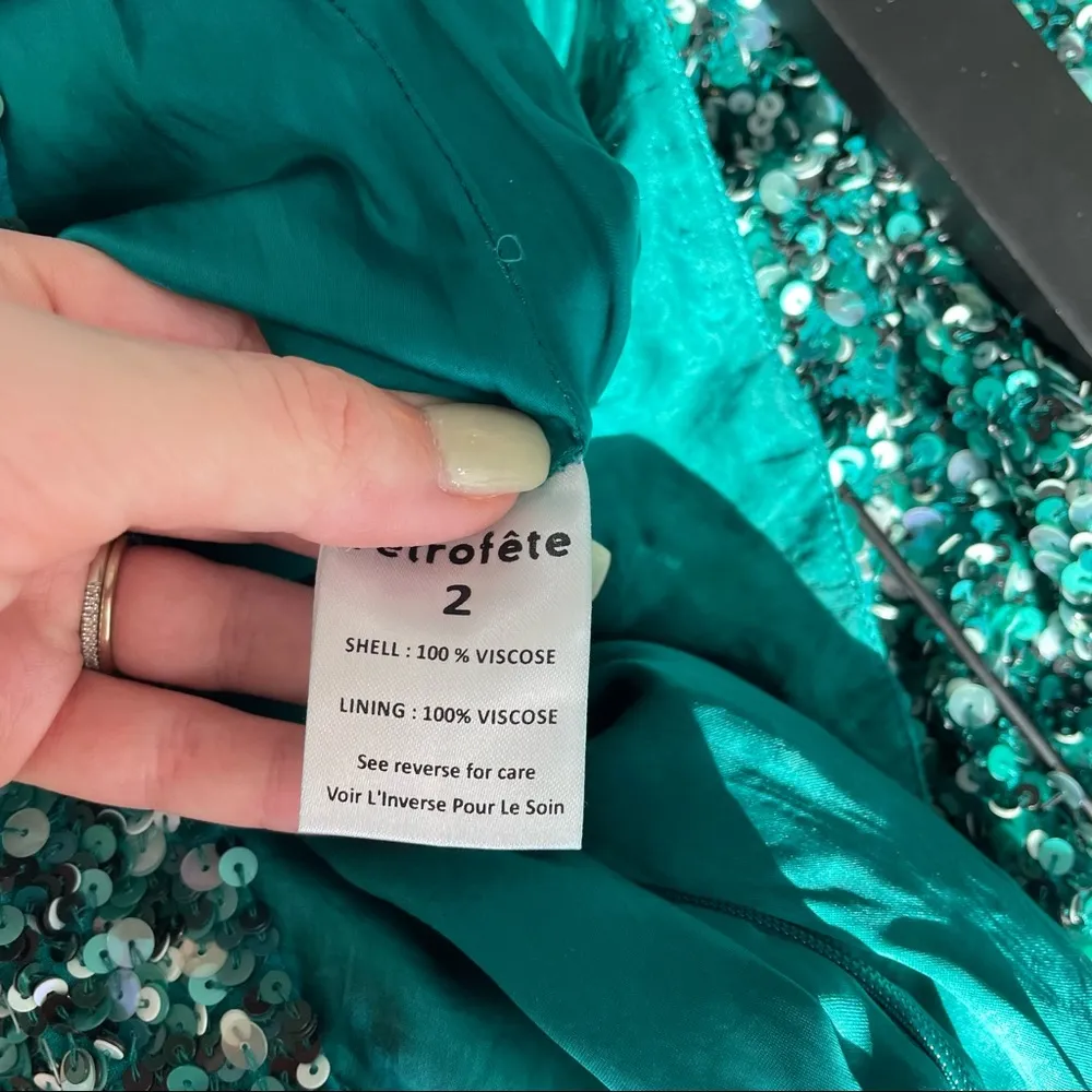 Retrofete Sequin Wide Leg Pants Teal - Image 6