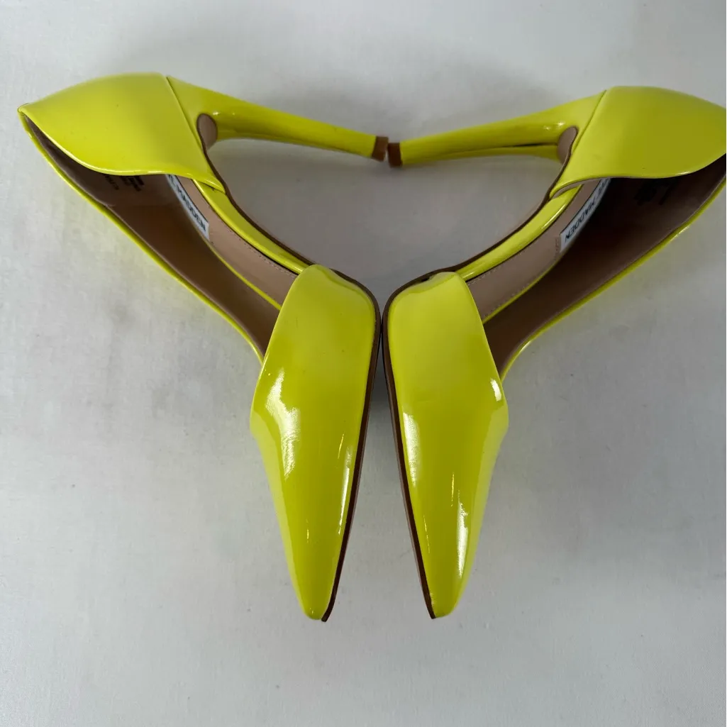 Steve Madden Vegan Patent Leather Point Toe Heels in Bright Yellow Size 8 - Image 9