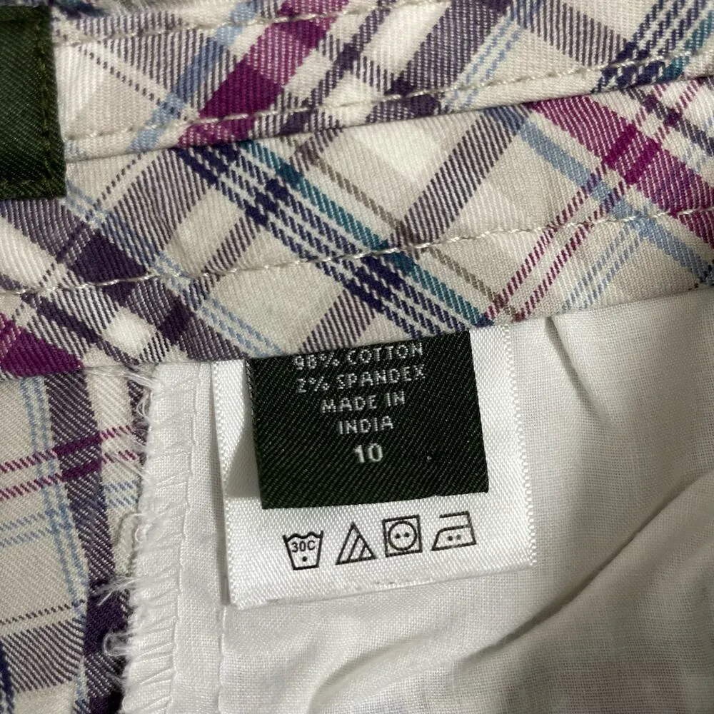 Eddie Bauer Women's Preppy Purple Plaid Bermuda Shorts - Size 10 - 12" Inseam - Image 5