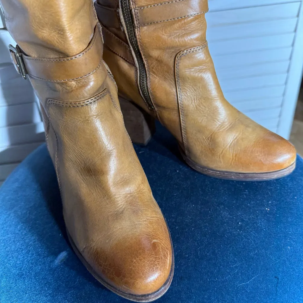 Frye vintage Y2K genuine leather caramel brown knee high boots sz 8 (M) - Image 12