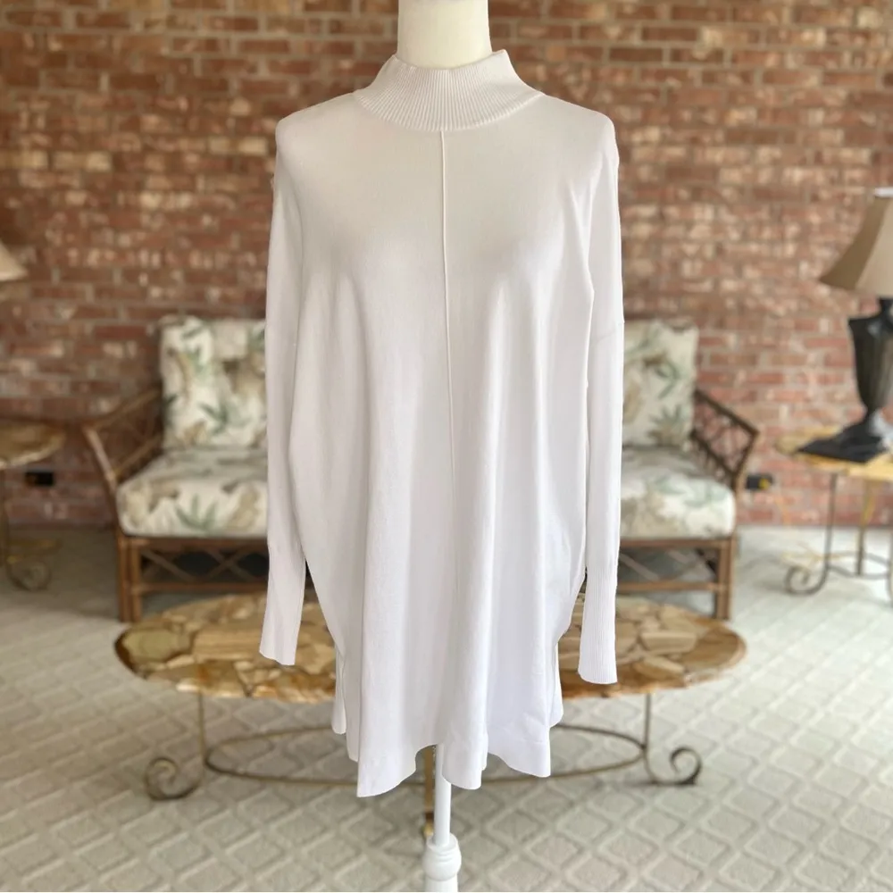 Anne Klein NWT  Tunic Sweater Mock Neck Long Sleeve XL Gold Button Cuff Chic - Image 5