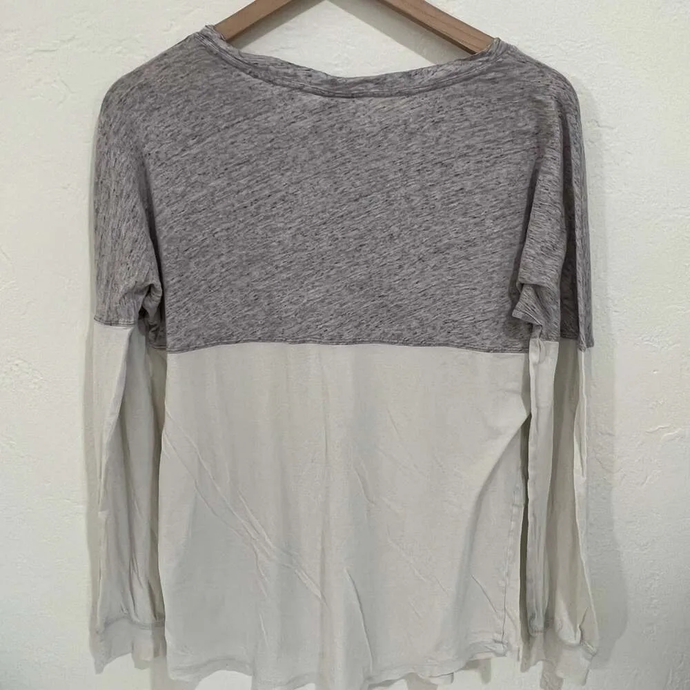 PINK Victoria's Secret Womens Top Size XS Gray White Colorblock Long Sleeve - Image 6