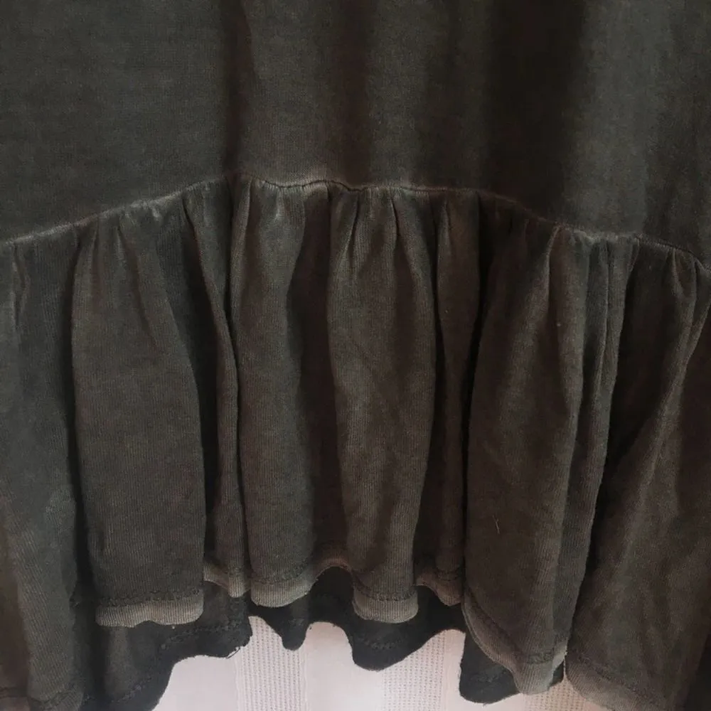 Dantelle Oil Dye Ruffle Hem Tunic Top Green Medium NWT Raglan Sleeve Drop Waist - Image 8