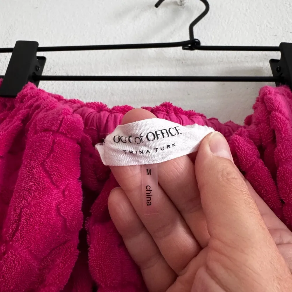 Trina Turk Out of Office Restless Off the Shoulder Terry Cloth Dress M Pink - Image 4