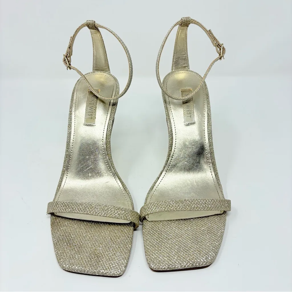 Nine West Shiny Ankle Strap Sandals Heels Silver Glitter Women’s Size 7.5 M - Image 3