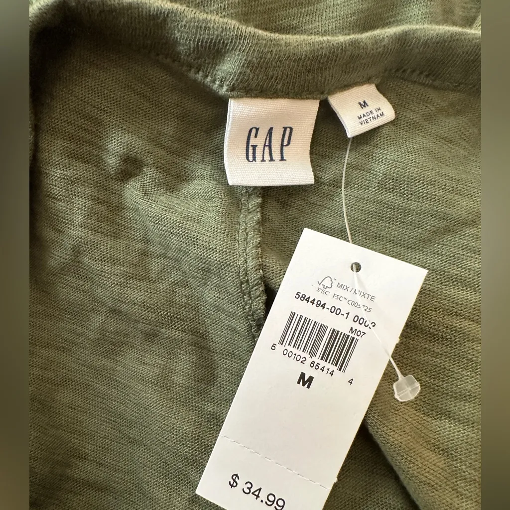 Gap 100% Cotton Green Shirt Dress Size M NWT - Image 3