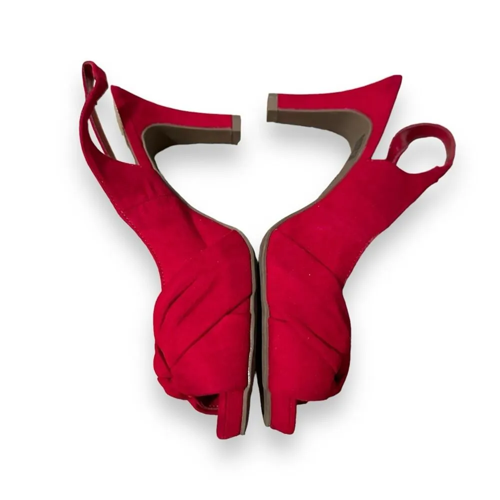 Dexflex Comfort Carmine Red Faux Suede Open toe Slingback Pumps Heels Sz 6.5 - Image 3