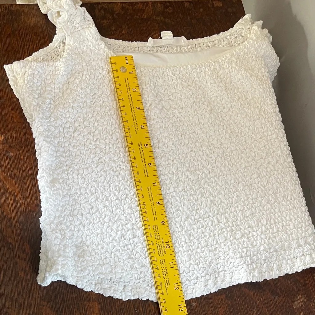 Shabby Chic White Textured Tank Top Size L - Image 4