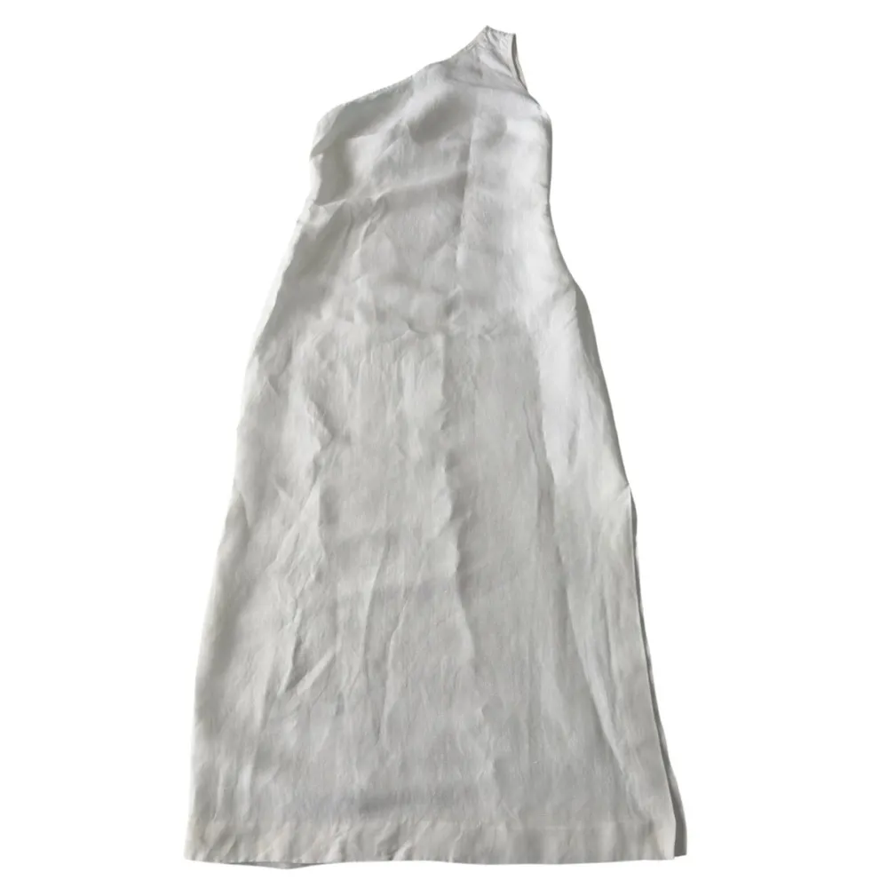 Madewell One Shoulder Unlined Side Slit Linen Blend Body-Skimming Dress Size 00 - Image 3