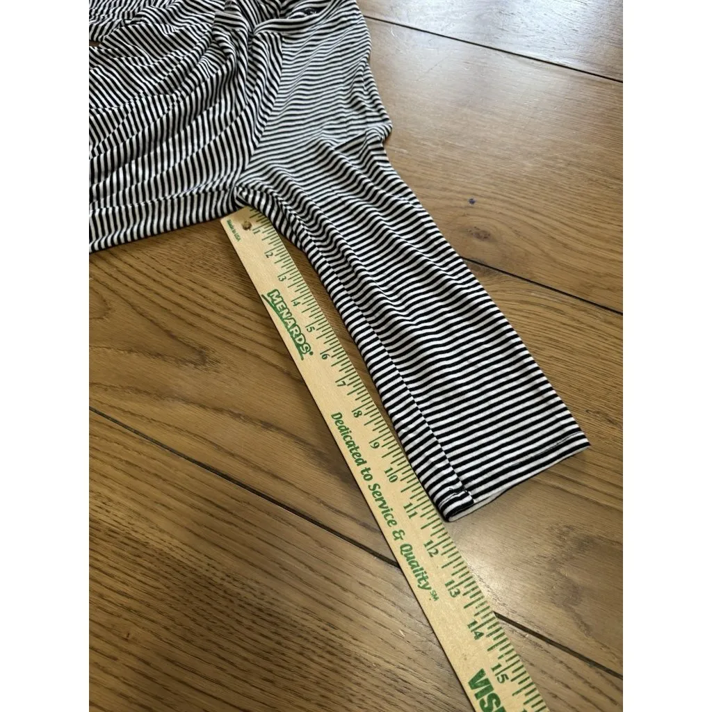 a.n.a A New Approach Black & White Striped Long Sleeve Shirt‎ Women Size Medium - Image 7