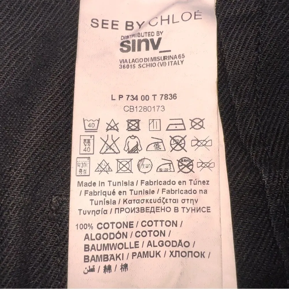 See by Chloe Women's High Rise 100% Cotton Black Denim Jeans w/Slim Legs Size 6 - Image 11