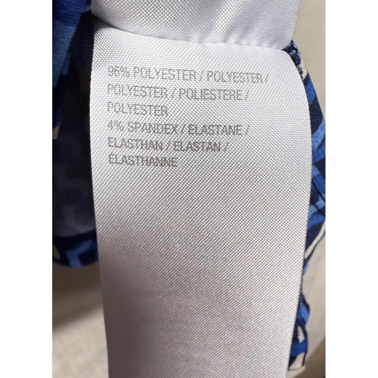 Susan Graver Liquid Knit Tunic Top Sz L Tie Back‎ Blue 3/4 Sleeve Artsy Stretch - Image 4