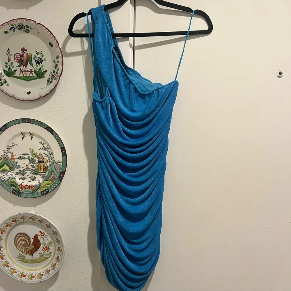 NEW Lioness One Shoulder Ruched Bright Blue Mini Dress - Image 7
