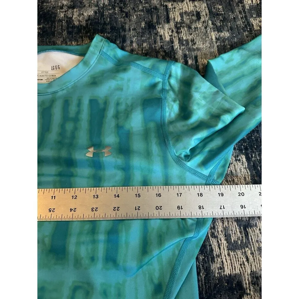 Under Armour Cold Gear Fitted Fleece Lined Long Sleeve Top Womens Large Tie Dye - Image 6