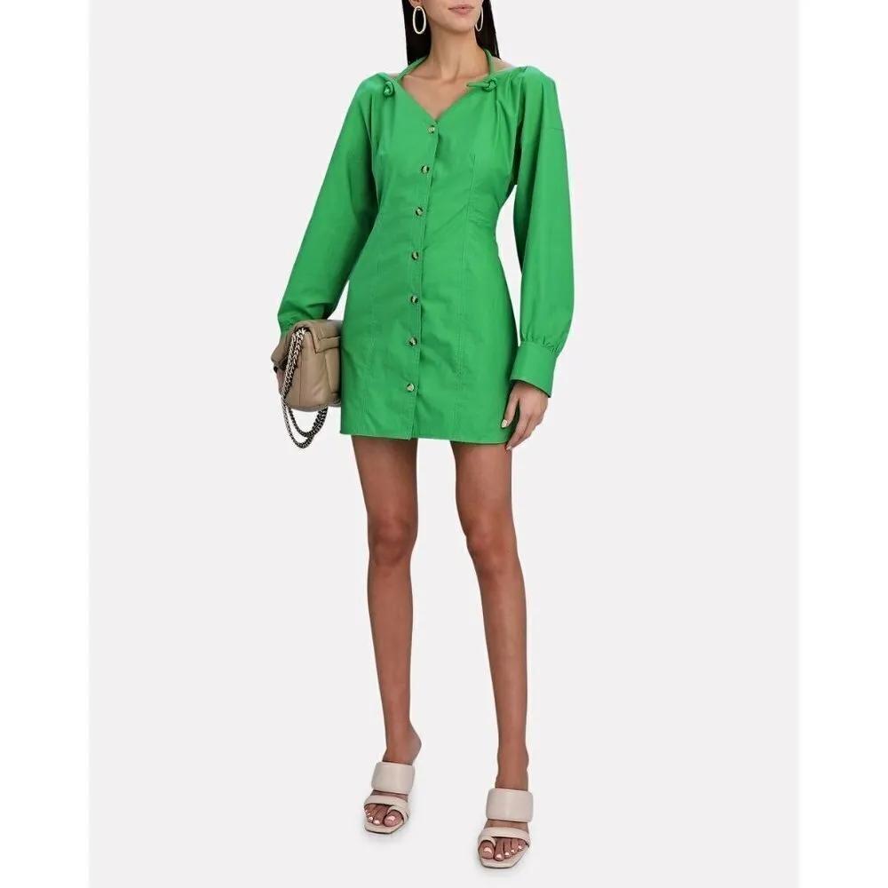 Nanushka Alyssa Dress in Green Womens Shirtdress Mini - Image 13