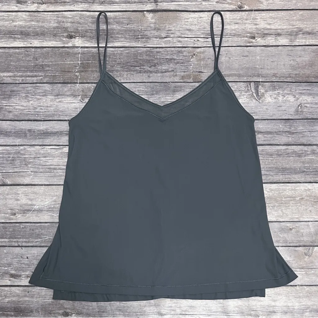Lululemon Sea Steel Grey Final Count Mesh Inserts V Neck Back Tie Strap Tank 2 - Image 8