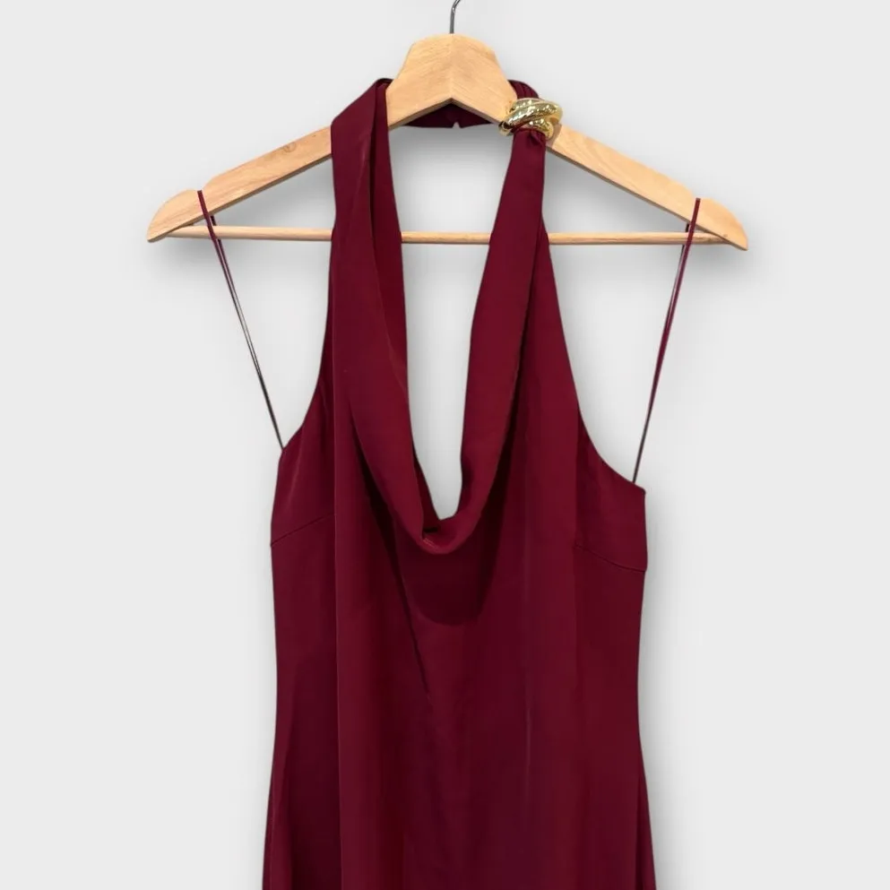 ASTR the Label Alanna Metal Buckle Detail Halter Neck Dress Size Medium Red - Image 7