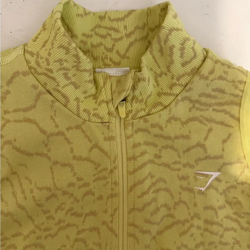 Gymshark Adapt Animal 1/2 Zip Crop Racerback Tank Top Firefly Yellow M Medium - Image 3