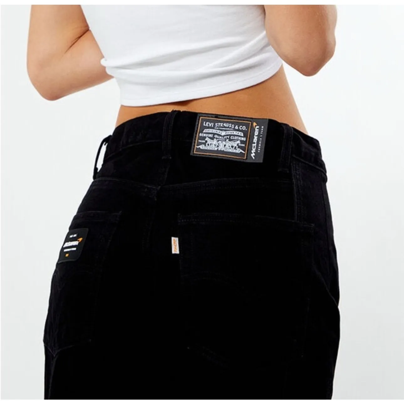 Levi's x McLaren Speed Baggy Jeans Black Formula 1 Racing Womens Sz 29 - Image 12
