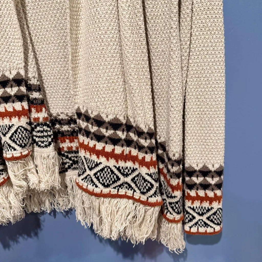 Style & Co. Cream and Black Patterned Open Front Cardigan Medium - Image 4