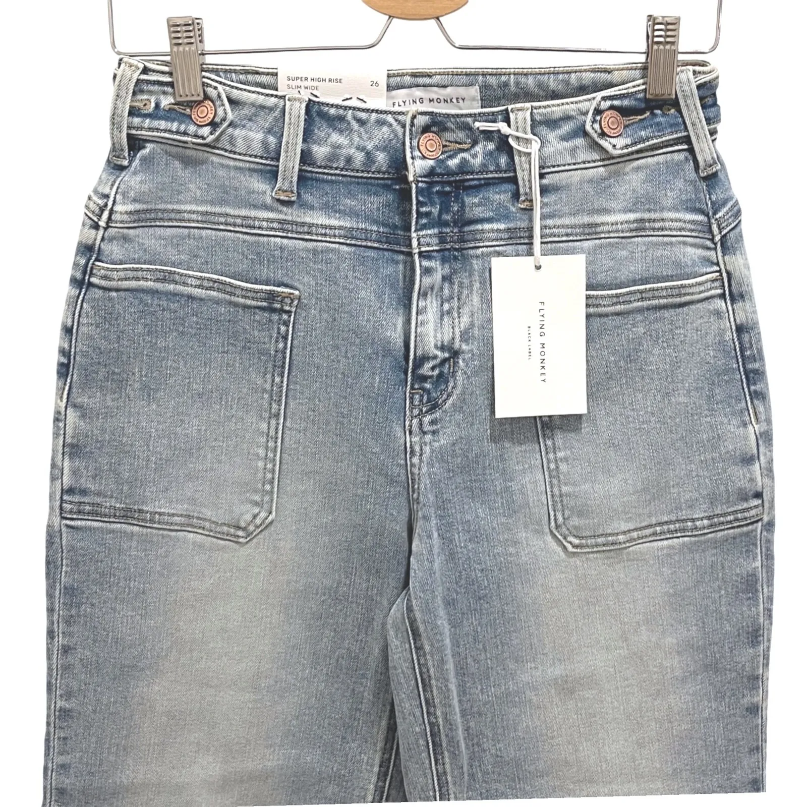 Flying Monkey Commissioner‎ Super High Rise Slim Wide Leg Jeans Size 26 Denim - Image 4