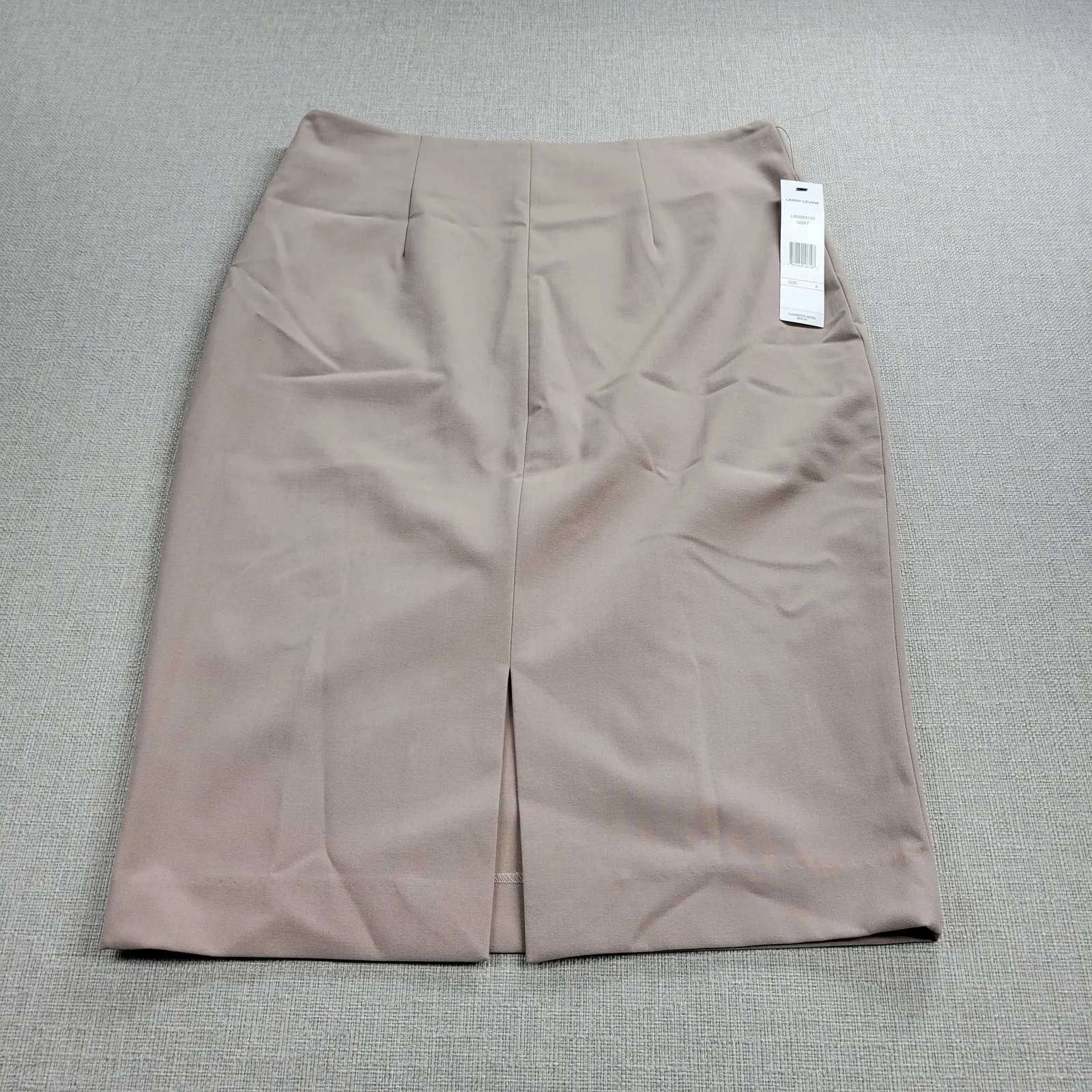 Larry Levine Womens Skirt Size 8 Cream Taupe Back Slit Side Zip Knee Length NEW - Image 6