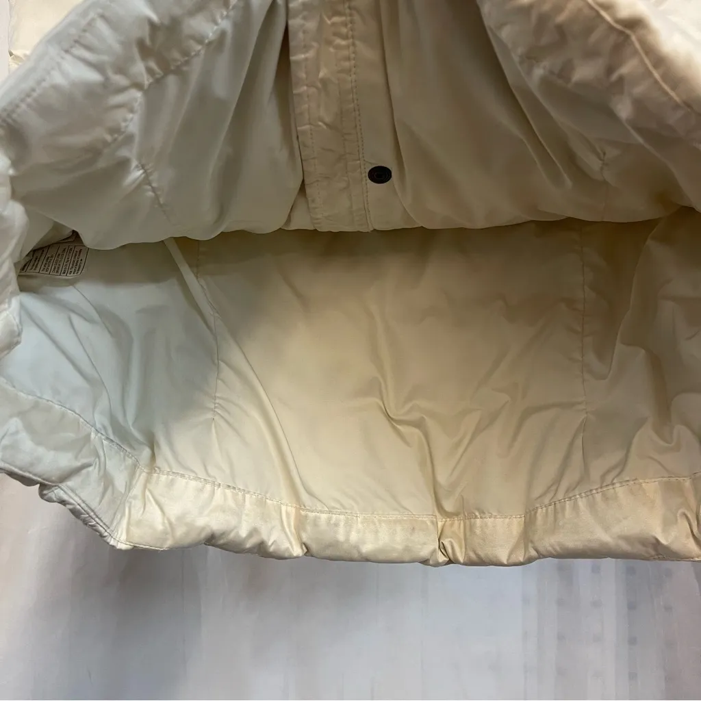 Eddie Bauer Women's Cream Ivory Puffer Vest Faux Fur Collar Large Tall Long - Image 5