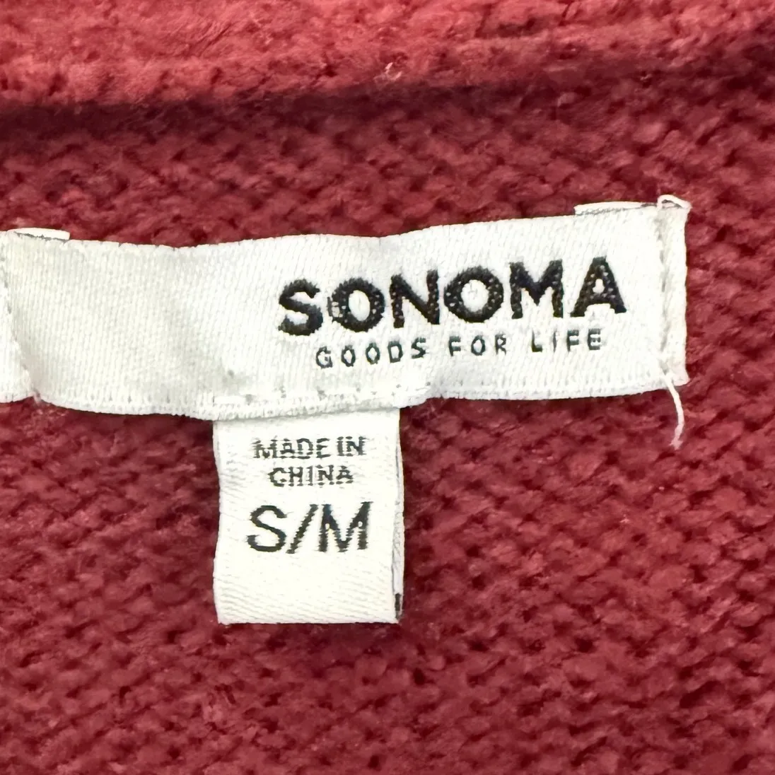 SONOMA Women Small/Medium Cable Knit V-Neck Sleeveless Burgundy Sweater Vest - Image 4