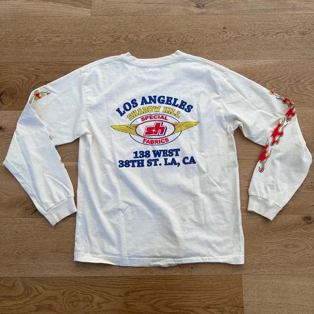 Shadow Hill Los Angeles Flame Long Sleeve Tee in White - Image 4