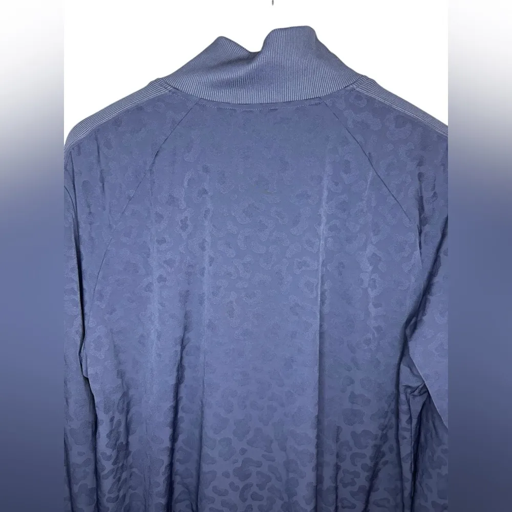 Athleta Brooklyn Bomber Jacket Size XL Blue Leopard Printed - Image 7