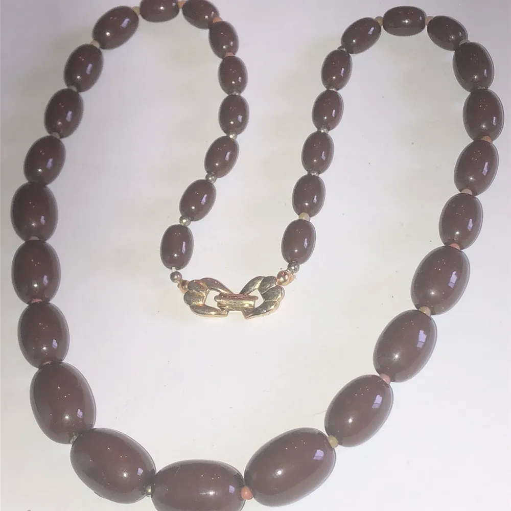 Vintage Brown Chunky Beads Beaded Boho Retro Necklace - Image 3