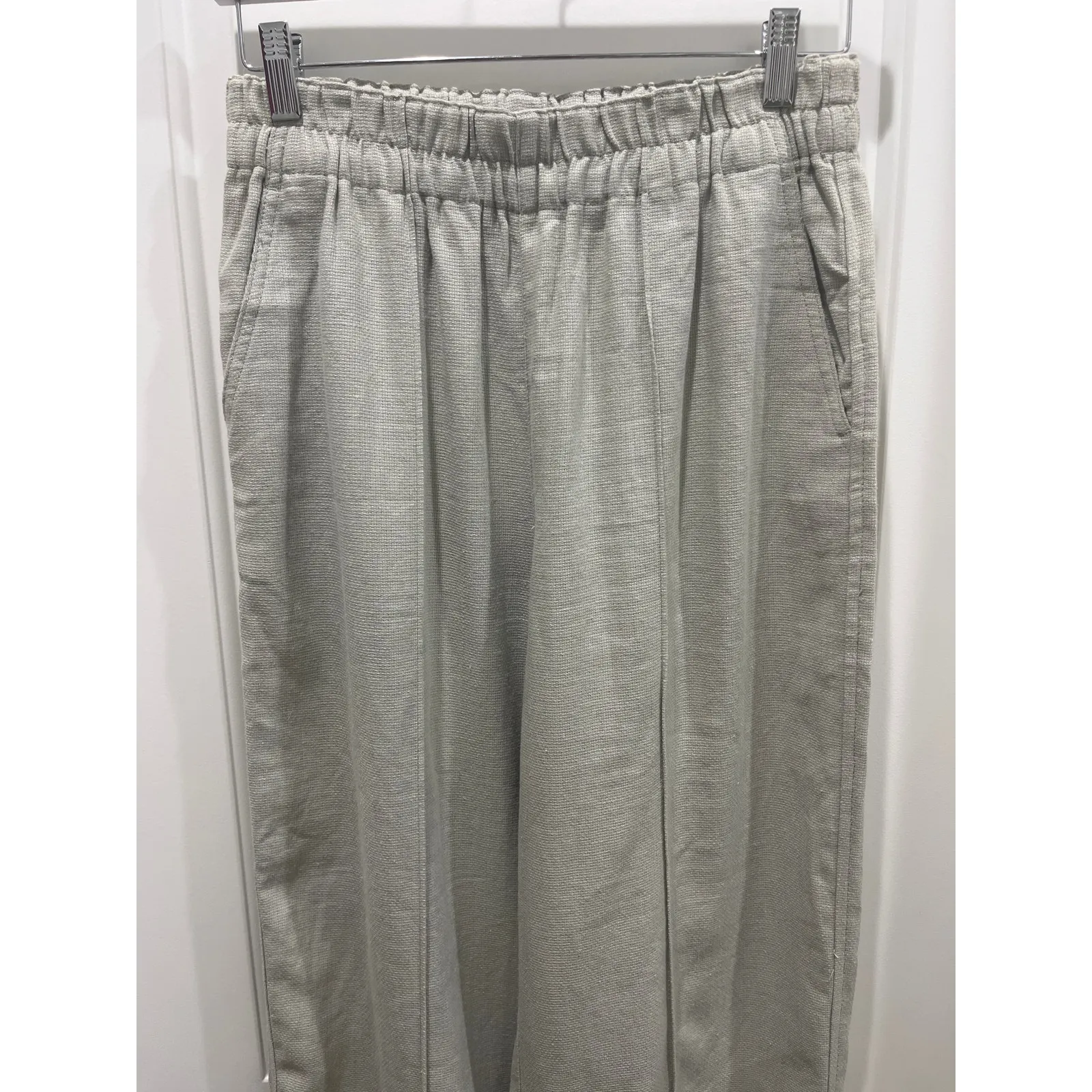 Madewell Linen Breeze Woven Pull-On High Rise Straight Pants in Sage Sz S - Image 3
