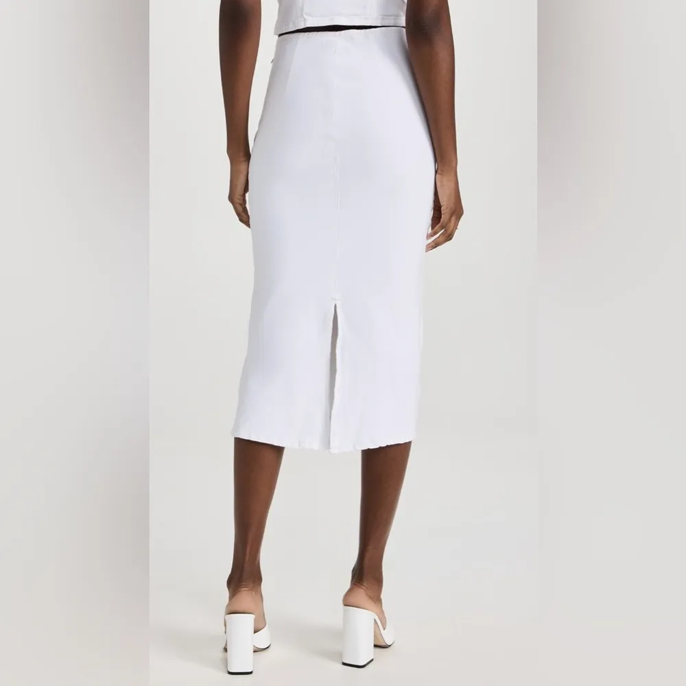 Le‎ Jean White Denim Colette Midi Skirt Size Medium - Image 5