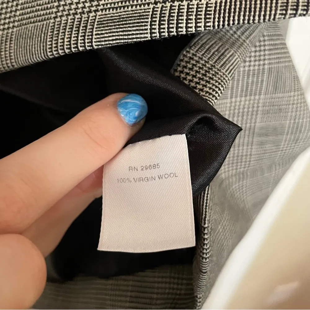 Pendleton Womens Blazer Jacket Gingham Plaid Black White Sz 14 Single Button - Image 15