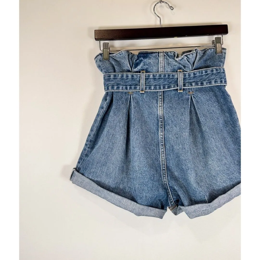 Re/Done Womens Shorts Blue The Attico Denim High Rise Paper Bag Size 26 - Image 8