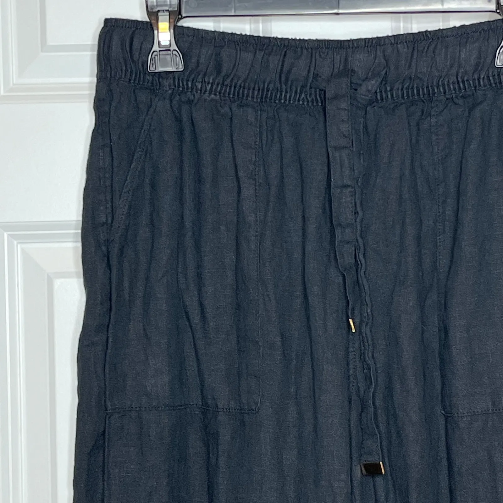 Joie Medium Black 100% Linen Wide Leg Drawstring Pants Womens Pants - Image 2