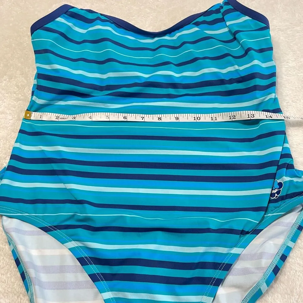 Disney Minnie Mouse Striped Swimsuit Womens Sz XL Blue Adjustable‎ Straps UPF 50 - Image 8