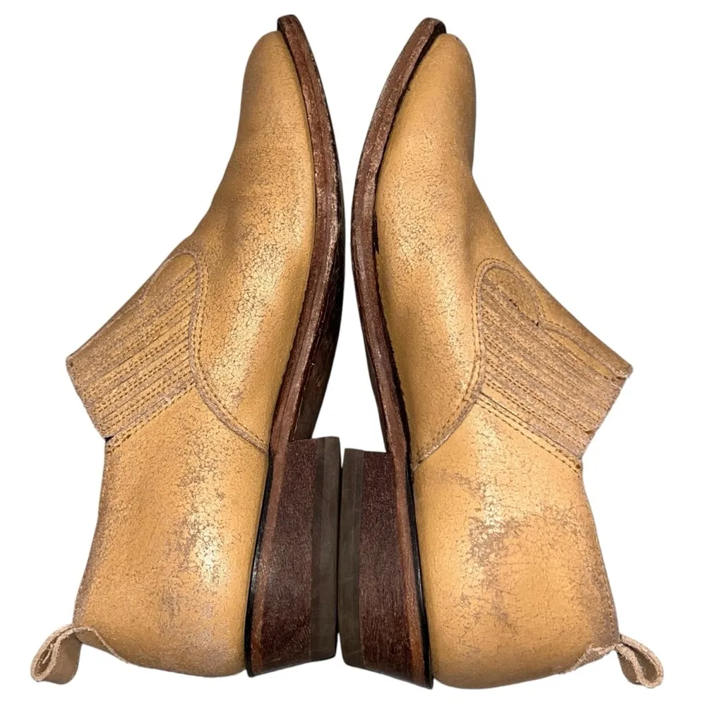 Frye Tan Gold Distressed Leather Billie Shootie Boots Booties Shoes size 10 - Image 5