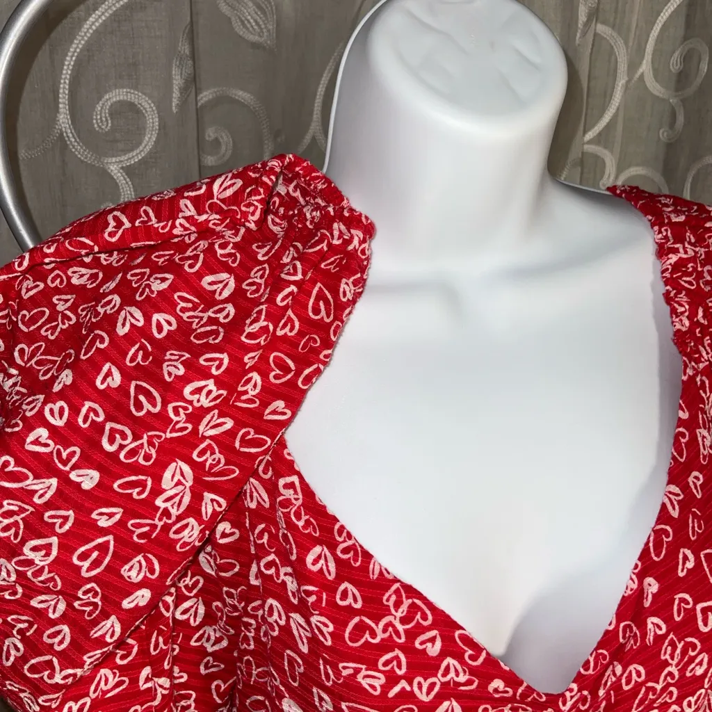 LOFT Red Heart Print Dress - Image 3