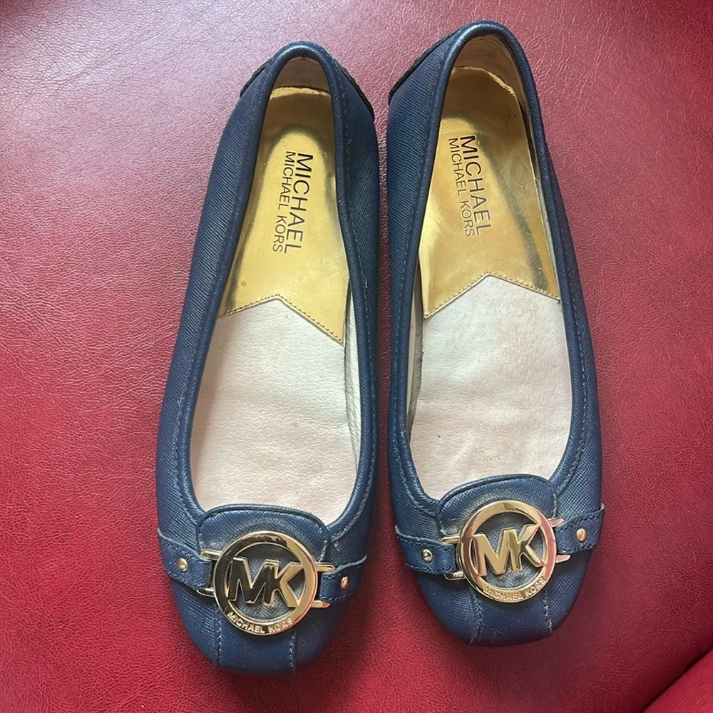 Michael Kors Fulton Leather Ballet Flats Size 6 Blue - Image 11